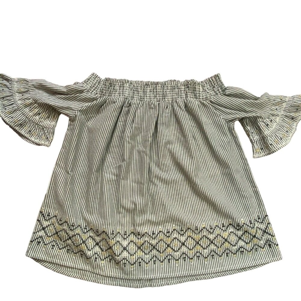 Epic Threads Girls Cold Shoulder Light Weight Striped Shirt-Gray/White-XL-NWT